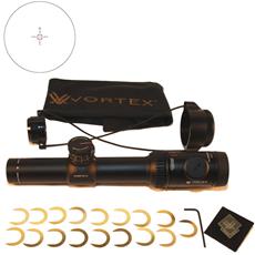 Vortex Viper PST Rifle Scope 30mm Tube 1-4x 24mm 1/2 MOA Adjustments Illuminated TMCQ Reticle Matte with Target Turrets